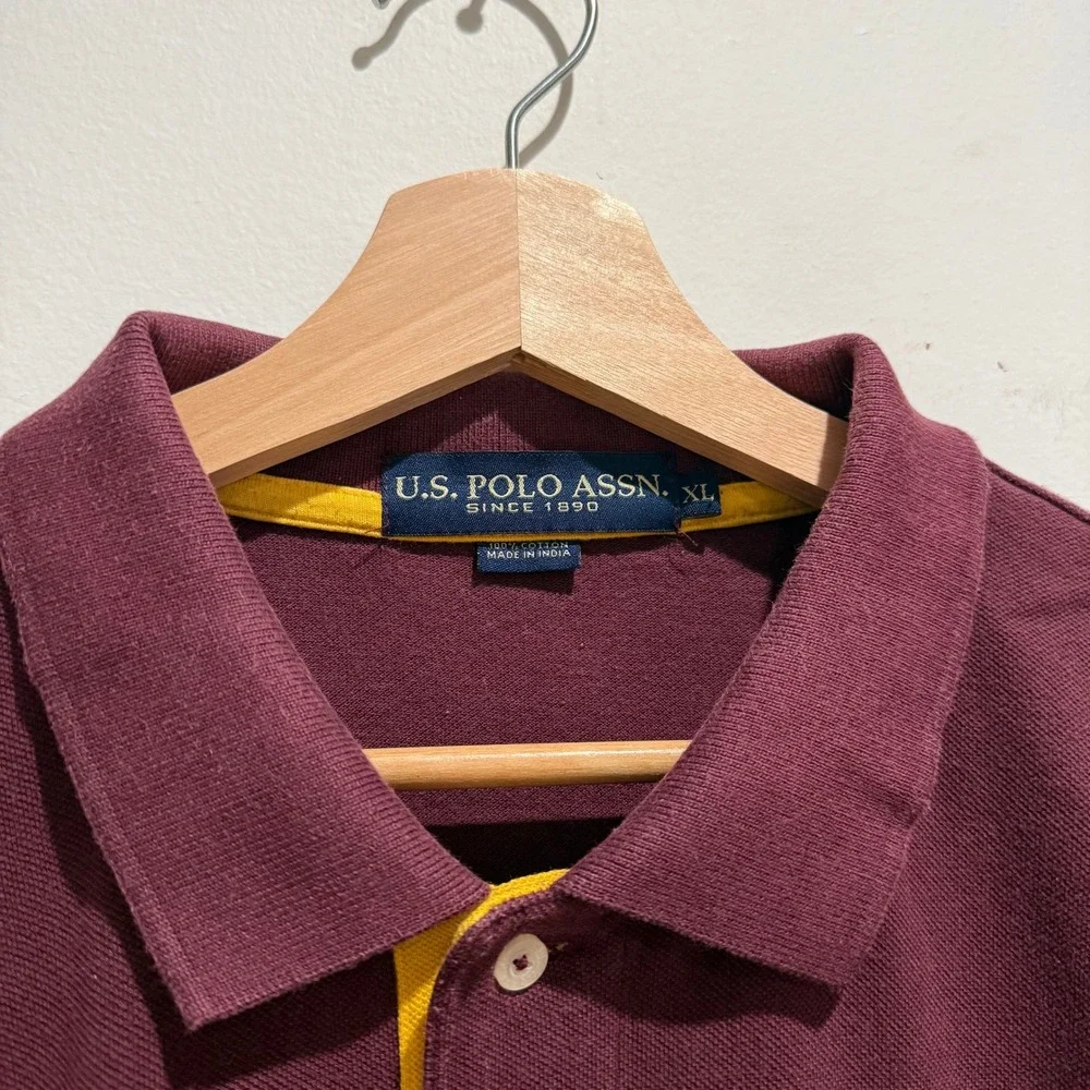 Y2K US Polo‎ Assn Mens Maroon Short Sleeve Polo Shirt Size XL